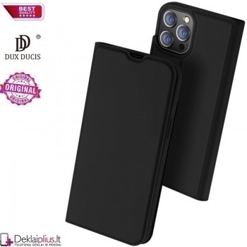Dux Ducis dirbtinės odos atverčiamas dėklas - juodas (telefonui Apple Iphone 13 Pro Max)